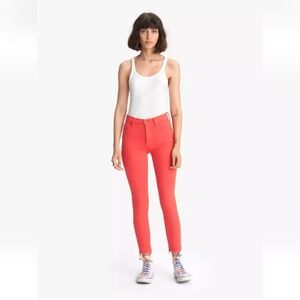 Mother Tomato Red The Stunner Ankle Fray Play Date Jeans 25